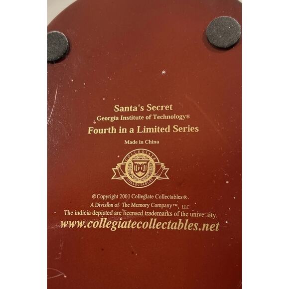 Georgia Tech Santa Collegiate Collectables Christmas 2001 Wood Base Stand Vtg - Picture 10 of 13